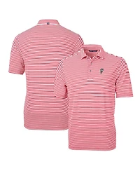 Cutter & Buck Men's Ohio State Buckeyes Throwback Logo Virtue Eco Pique Stripe Polo