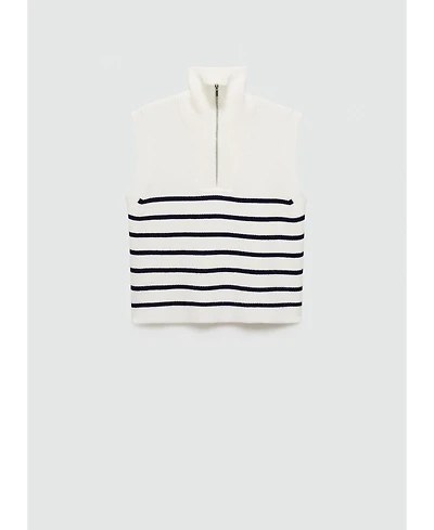 Mango Women's Zipper Detail Knitted Vest sweater