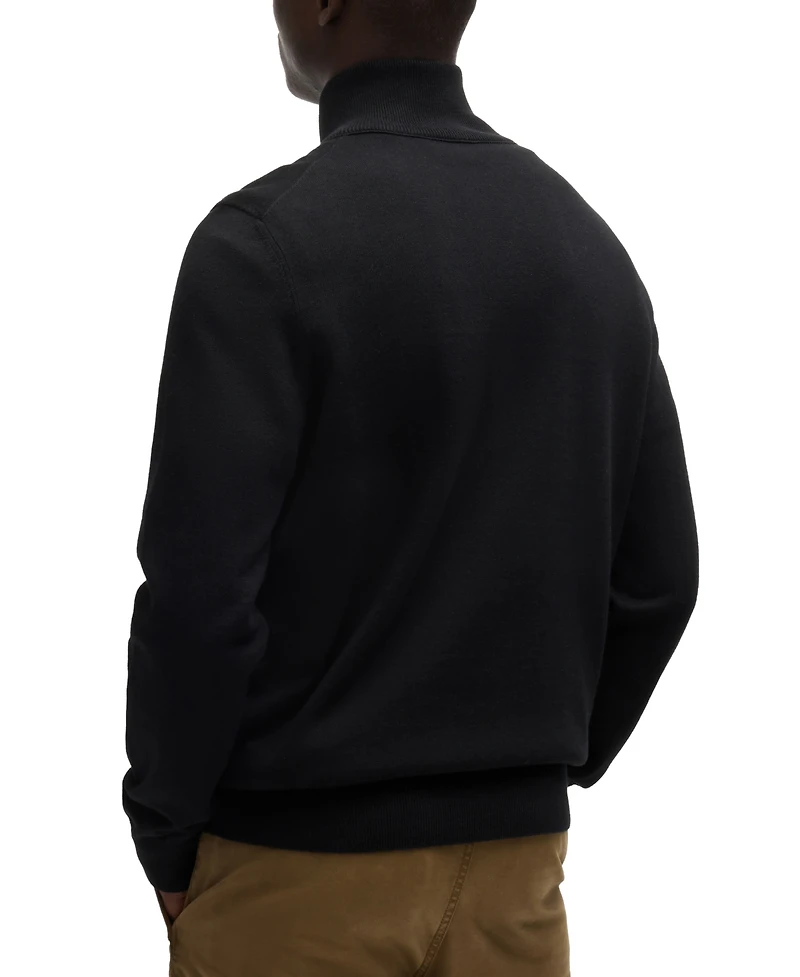 Boss by Hugo Men's Logo-Patch Zip-Neck Sweater
