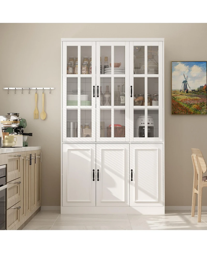 White 10-Shelf Wood Standard Bookcase With Doors, Drawers