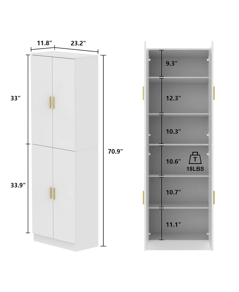 Famapy White Wooden Accent Bookcase, Sideboard, with Adjustable Shelves
