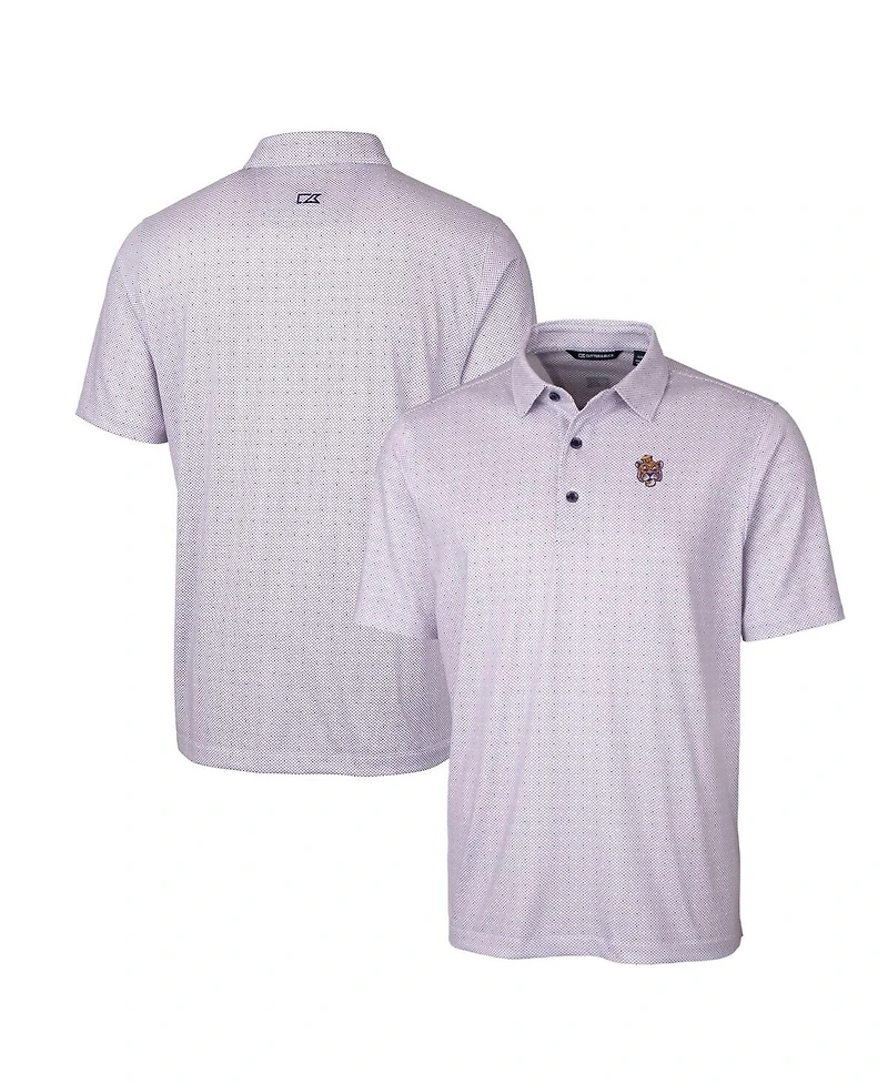 Cutter & Buck Men's Lsu Tigers Primary Team Logo Pike Double Dot Print Stretch Polo