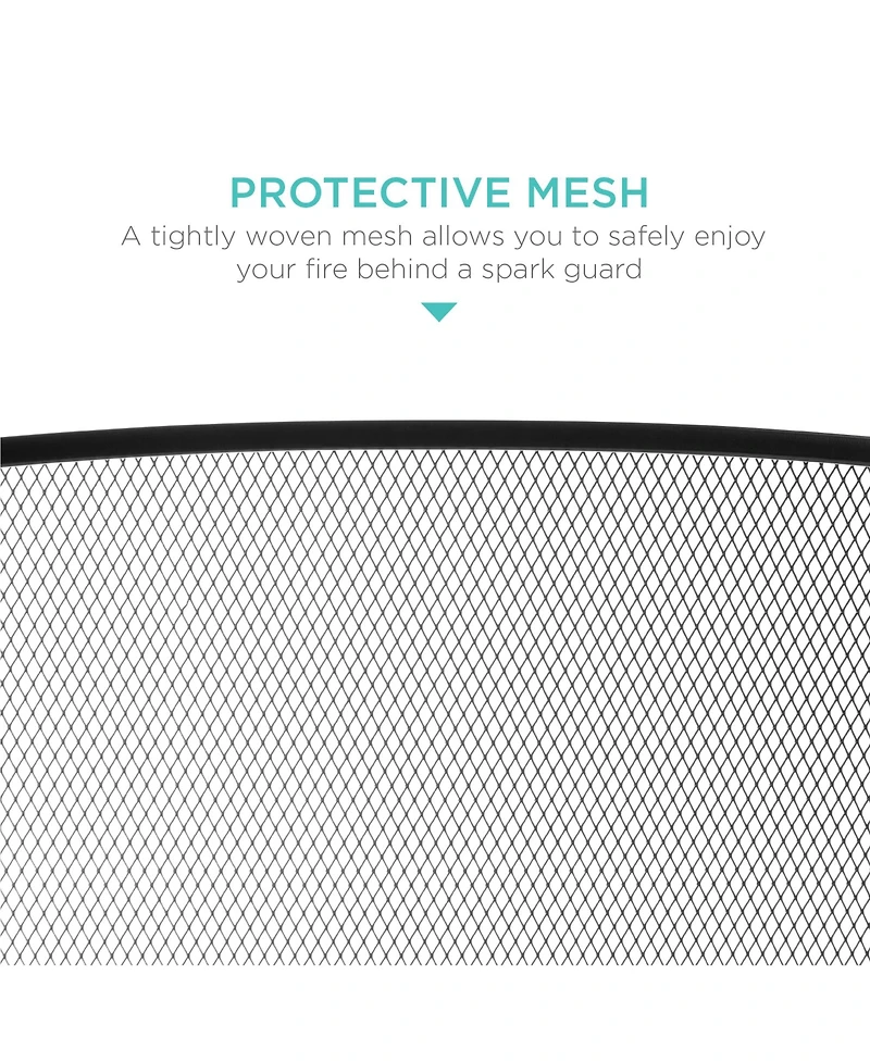 Best Choice Products 47.5x27.25in 3-Panel Steel Mesh Fireplace Screen, Spark Guard w/ Rustic Worn Finish