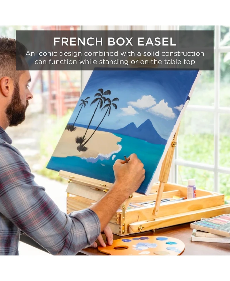 Best Choice Products French Easel, 32pc Beginners Kit Portable Wooden Adjustable Tripod w/ Paint Supplies