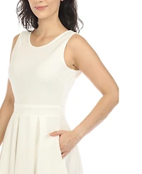 White Mark Women's Solid Fit and Flare Dress