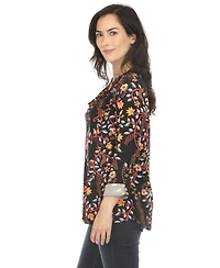 White Mark Women's Paisley Button Front Tunic Top