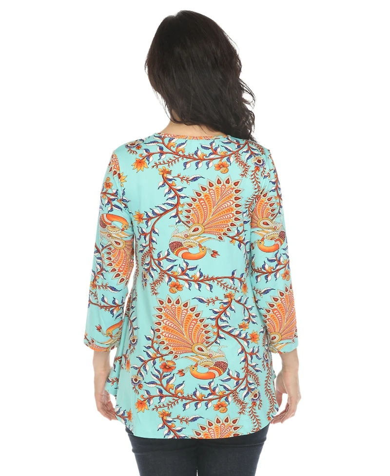 White Mark Women's Vibrant Boho Swing Top