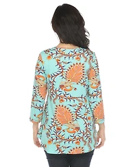 White Mark Women's Vibrant Boho Swing Top