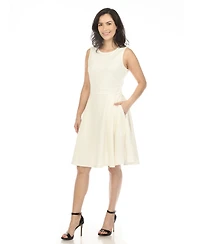White Mark Women's Tweed Fit and Flare Dress