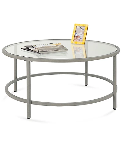 Best Choice Products 36in Round Tempered Glass Coffee Table for Home, Living Room, Dining Room