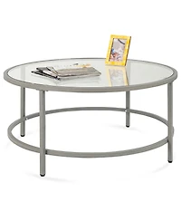 Best Choice Products 36in Round Tempered Glass Coffee Table for Home, Living Room, Dining Room