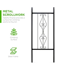 Best Choice Products 92in Steel Garden Arch Arbor Outdoor Trellis for Garden, Climbing Plants w/ Wire Lattice - Black