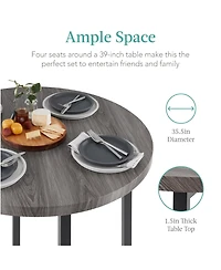 Best Choice Products 5-Piece Modern Round Counter Height Dining Set w/ 4 Chairs, 1.5in Thick Table