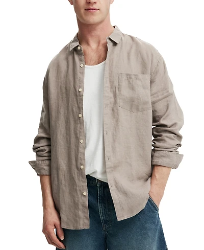 Cotton On Men's Linen Long Sleeve Shirt