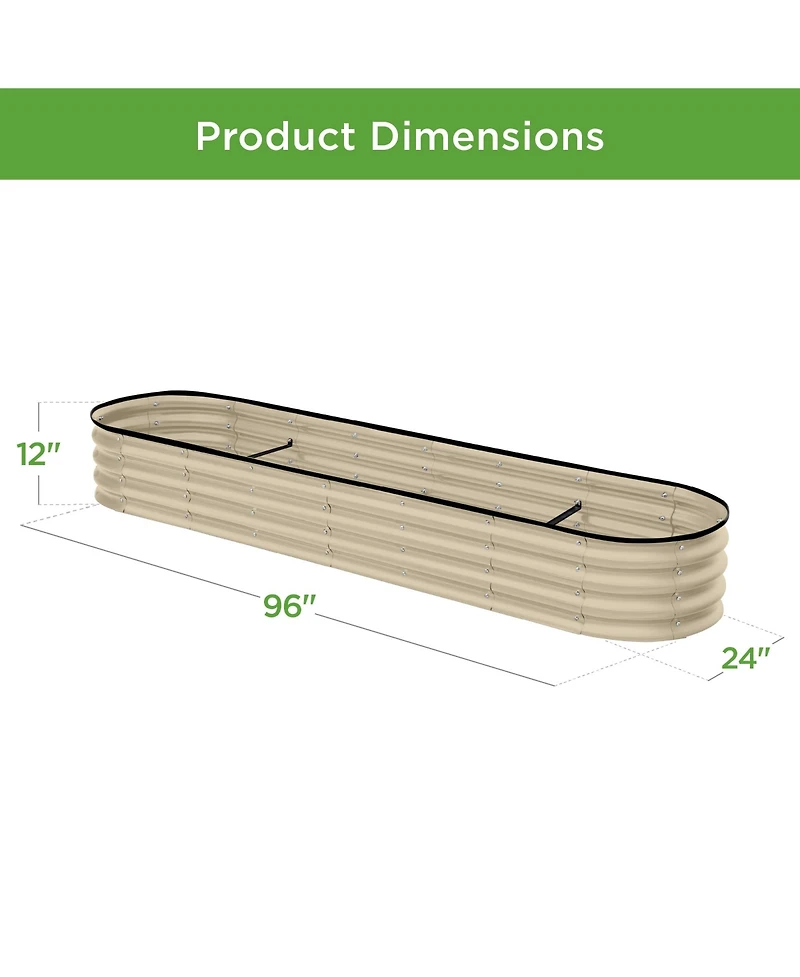Best Choice Products 8x2x1ft Outdoor Metal Raised Oval Garden Bed, Planter Box for Vegetables, Flowers