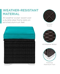 Best Choice Products Set of 2 Wicker Ottomans, Multipurpose Furniture w/ Removable Cushions