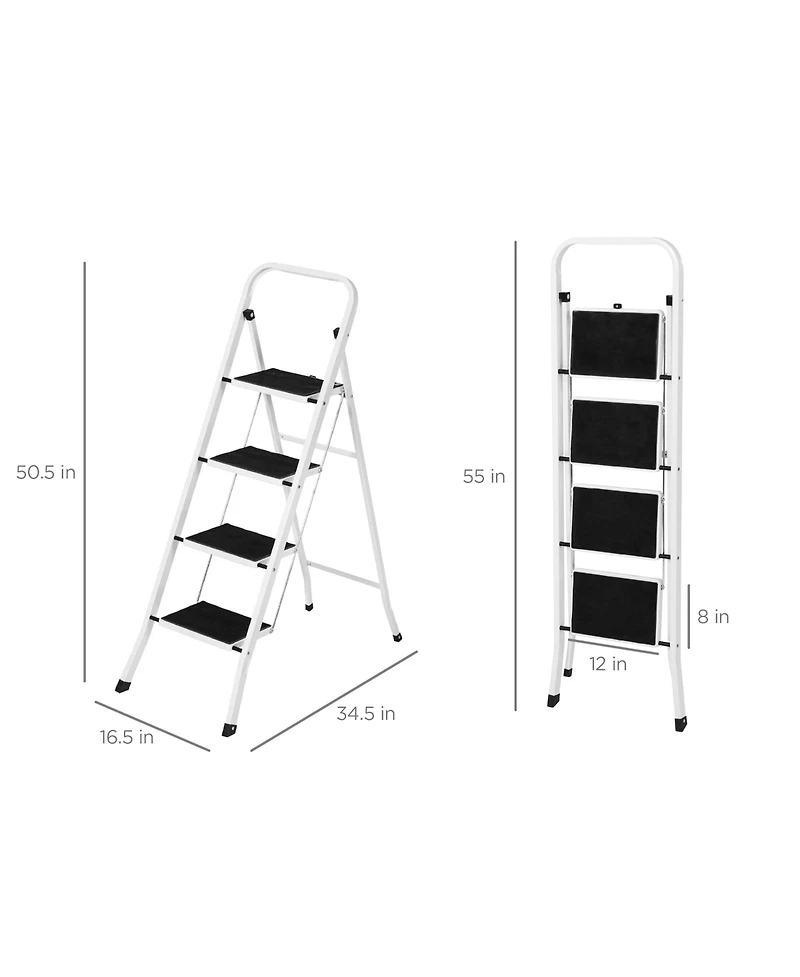 Best Choice Products 4-Step Portable Folding Steel Ladder w/ Hand Rail, Wide Platform Steps, 330lbs Capacity