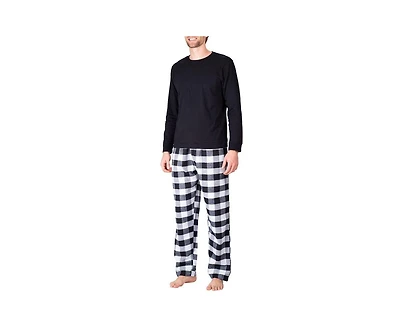 Sleephero Men's Crew Neck Flannel Pajama Set