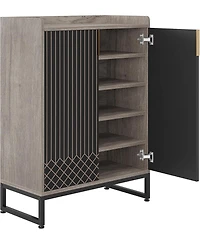 Tribesigns 25 Pair Shoe Cabinets with Doors, 5-tier Modern Rack Organizer Cabinet, Freestanding Wood Storage Cabinet for Bedroom Hallway Living R