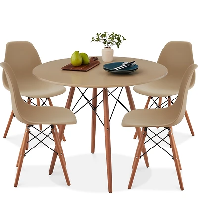 Best Choice Products 5-Piece Compact Mid-Century Modern Dining Set w/ 4 Chairs, Wooden Legs