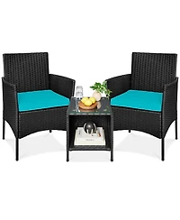 Best Choice Products 3-Piece Outdoor Wicker Conversation Patio Bistro Set, w/ 2 Chairs