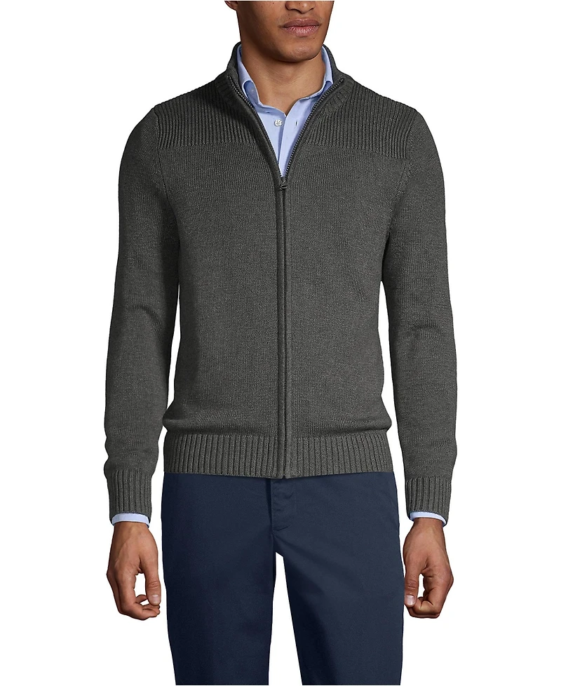Lands' End Men's Cotton Modal Zip Front Cardigan Sweater
