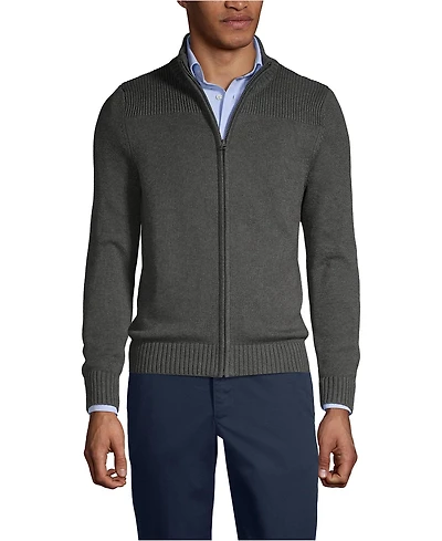 Lands' End Men's Cotton Modal Zip Front Cardigan Sweater