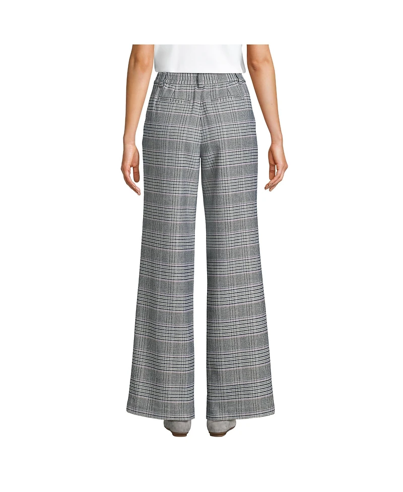 Lands' End Women's Brushed Flannel High Rise Pleated Wide Leg Pants