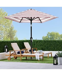 Best Choice Products 10ft Outdoor Steel Striped Market Patio Umbrella w/ Crank, Tilt Push Button, 6 Ribs