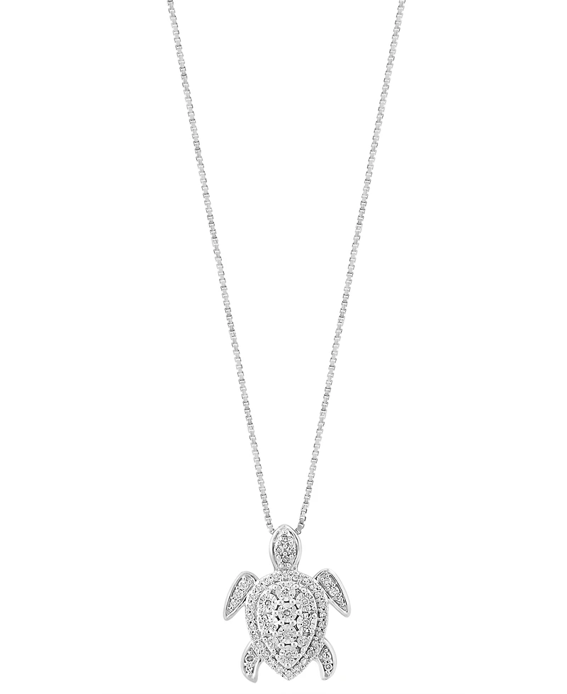 Effy Diamond Sea Turtle 18" Pendant Necklace (1/4 ct. t.w.) in Sterling Silver