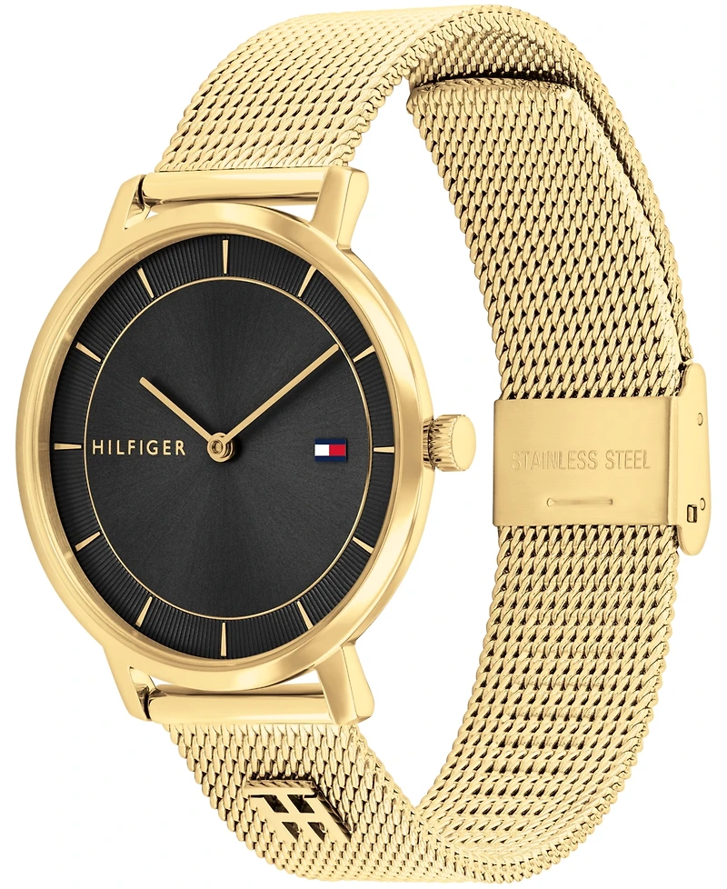 Tommy Hilfiger Women's Quartz Gold-Tone Stainless Steel Mesh Bracelet Watch 35mm
