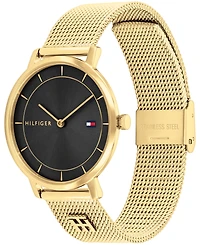 Tommy Hilfiger Women's Quartz Gold-Tone Stainless Steel Mesh Bracelet Watch 35mm