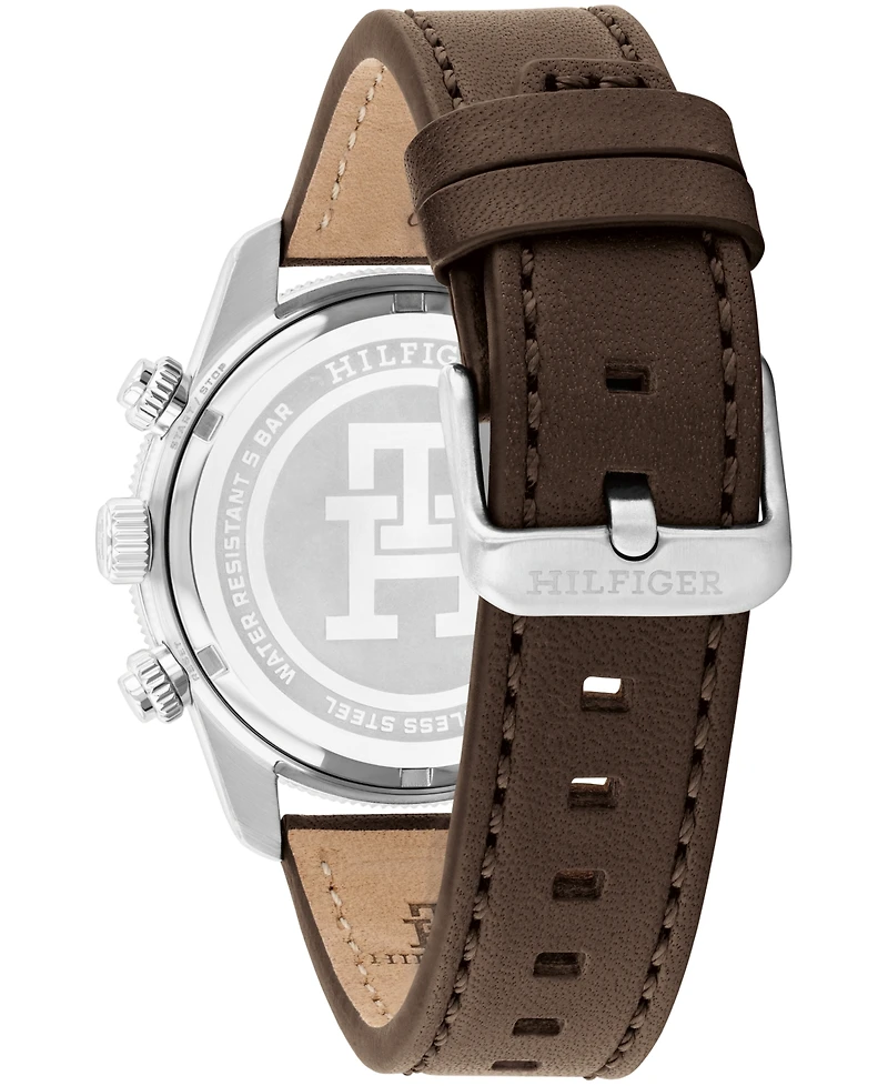 Tommy Hilfiger Men's Chronograph Brown Leather Strap Watch 41mm
