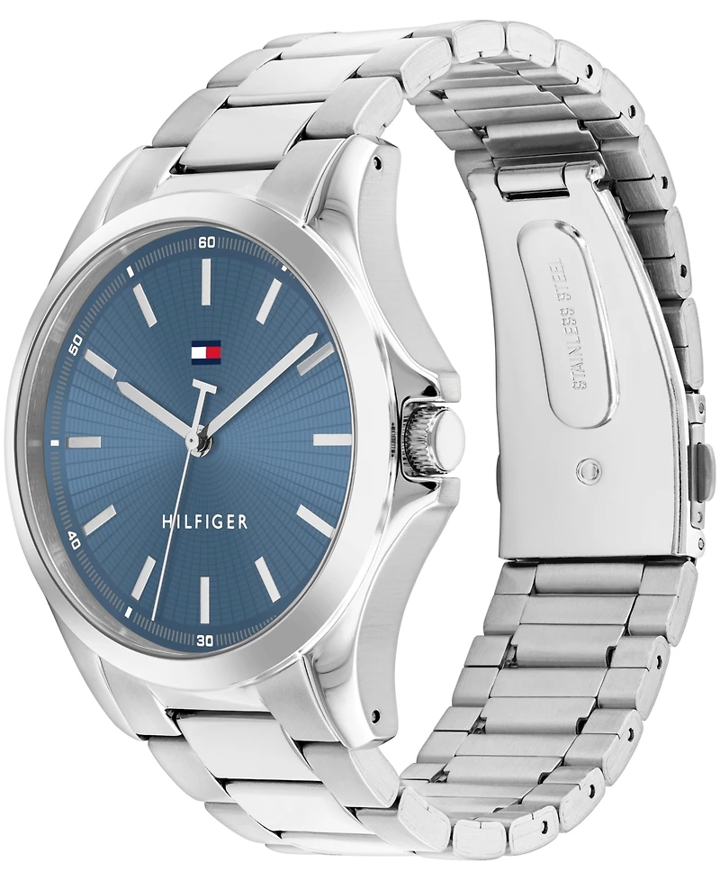 Tommy Hilfiger Men's Quartz Silver-Tone Stainless Steel Bracelet Watch 42mm