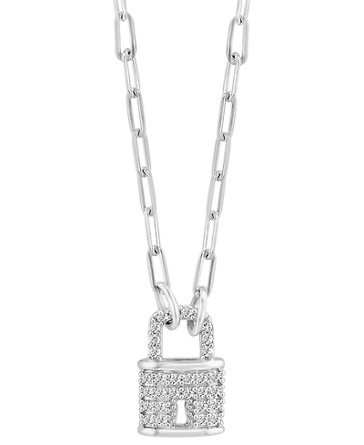Effy Diamond Padlock 18" Pendant Necklace (1/6 ct. t.w.) in Sterling Silver