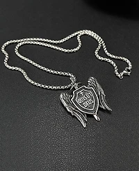 Rhona Sutton Silver Quis Ut Deus Stainless Steel Pendant Necklace
