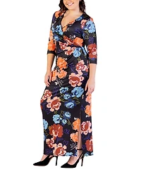 24seven Comfort Apparel Plus Size Printed Maxi Dress