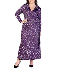 24seven Comfort Apparel Plus Size Collared Wrap Maxi Dress