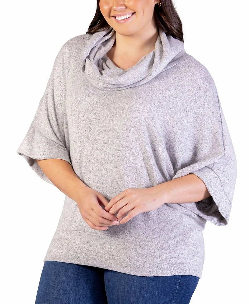 24seven Comfort Apparel Plus Cowl Neck Dolman Sleeve Top