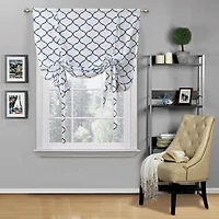 Kate Aurora Living Shabby Chic Trellis Quatrefoil Single Tie Up Window Curtain Shade - 42 in. W x 63 L, Navy