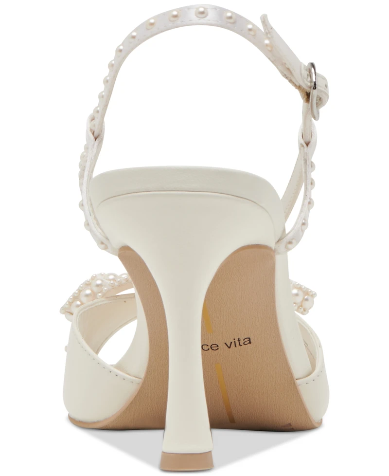 Dolce Vita Women's Lonny Pearl Peep-Toe Bow Dress Sandals