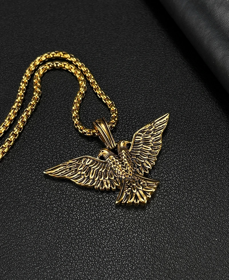 Rhona Sutton Gold Eagle Empire Stainless Steel Pendant Necklace