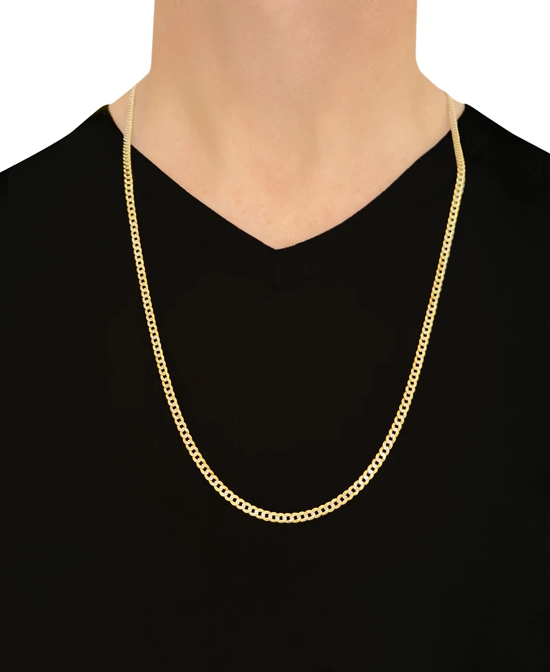 30" Two-Tone Open Curb Link Chain Necklace (3-1/6mm) in Solid 14k Gold & White Gold