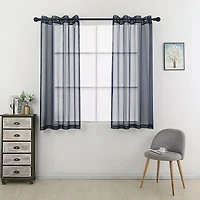 Kate Aurora Living 2 Piece Designer Sheer Voile Grommet Top Window Curtains - 20 in. W x 45 L, Pumpkin Spice