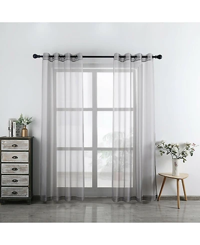 Kate Aurora 2 Piece Designer Sheer Voile Grommet Top Window Curtains
