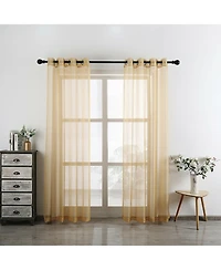 Kate Aurora 2 Piece Designer Sheer Voile Grommet Top Window Curtains