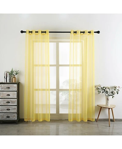 Kate Aurora 2 Piece Designer Sheer Voile Grommet Top Window Curtains