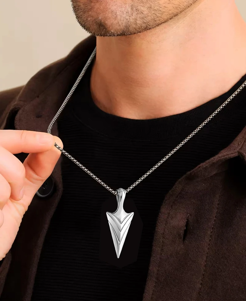 Rhona Sutton Silver Arrowhead Stainless Steel Pendant Necklace