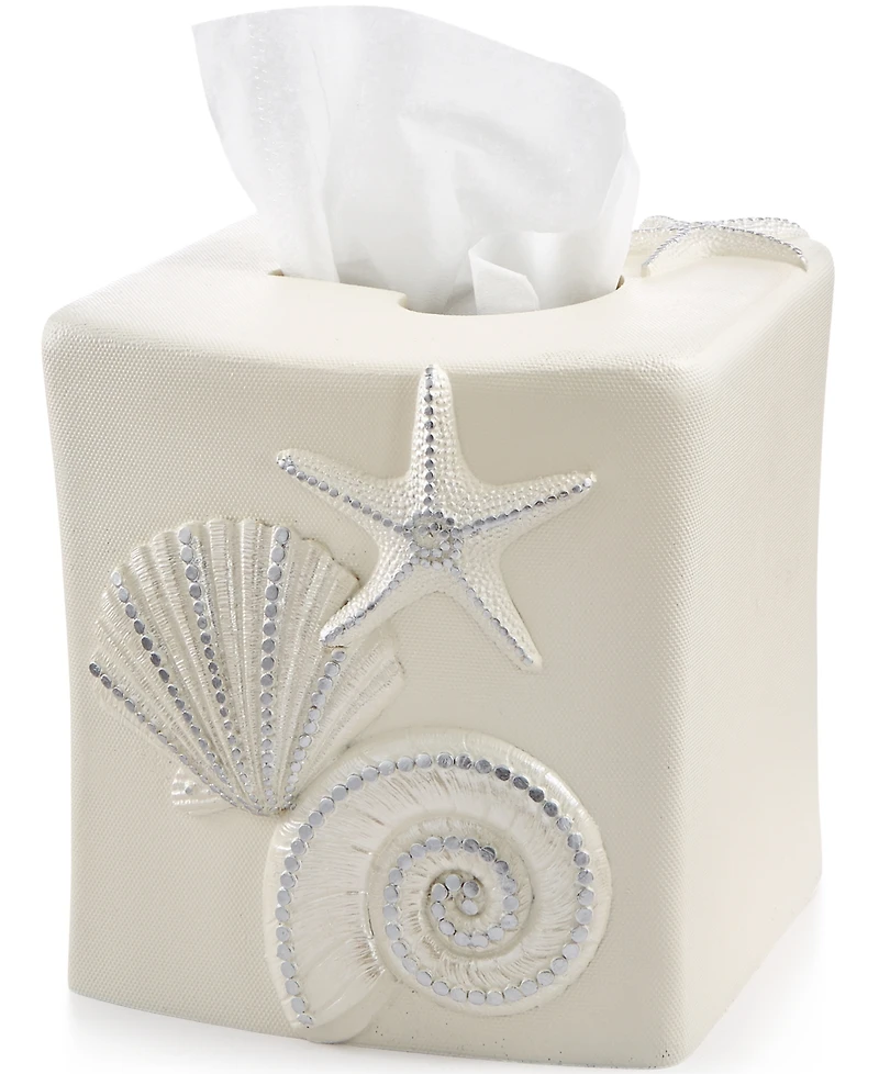 Avanti Sequin Shells Beachy Resin Tissue Box Cover