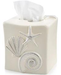 Avanti Sequin Shells Beachy Resin Tissue Box Cover
